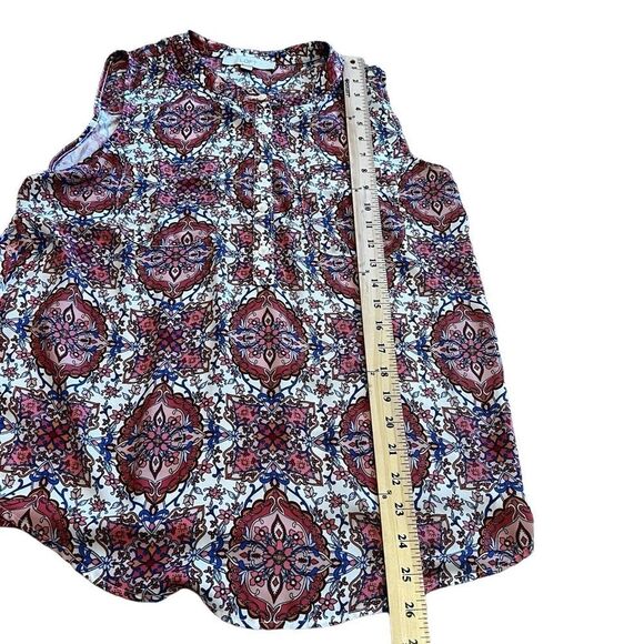 Loft Paisley Print Tank Top w/ Button Collar and Front Pockets. Sz M. Great Cond - Picture 10 of 11